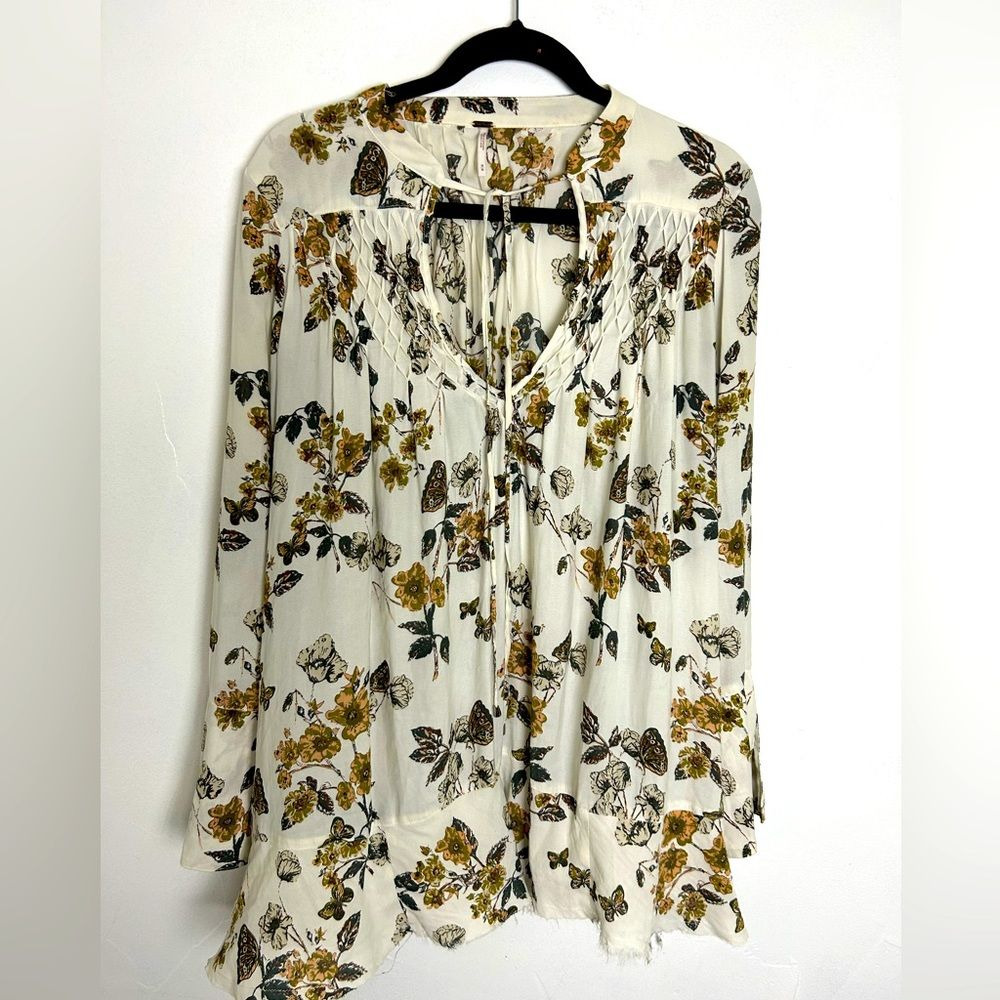 Free People Pebble Crepe Smocked top